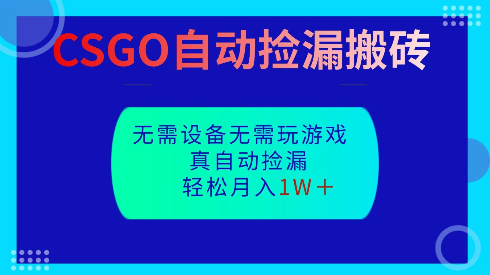 CSGO自动捡漏搬砖，当天操作当天见结果，无需了解游戏，包教包会包落地-路子网