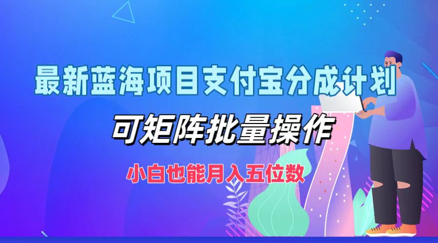 最新蓝海项目支付宝分成计划，可矩阵批量操作，小白也能月入五位数-路子网