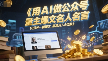 用AI做公众号流量主爆文名人名言，10分钟一篇爆文，最高月入5位数-路子网
