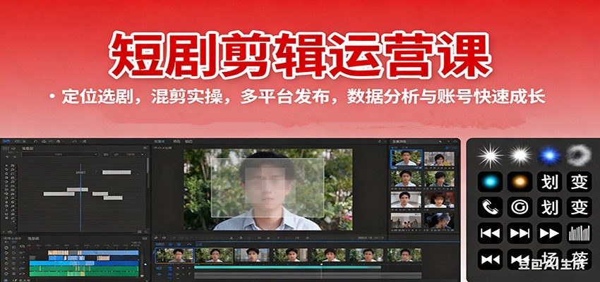短剧剪辑运营课：定位选剧，混剪实操，多平台发布，数据分析与账号快速成长-路子网