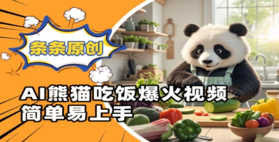 Ai熊猫吃饭爆火视频，条条原创，简单易上手-路子网