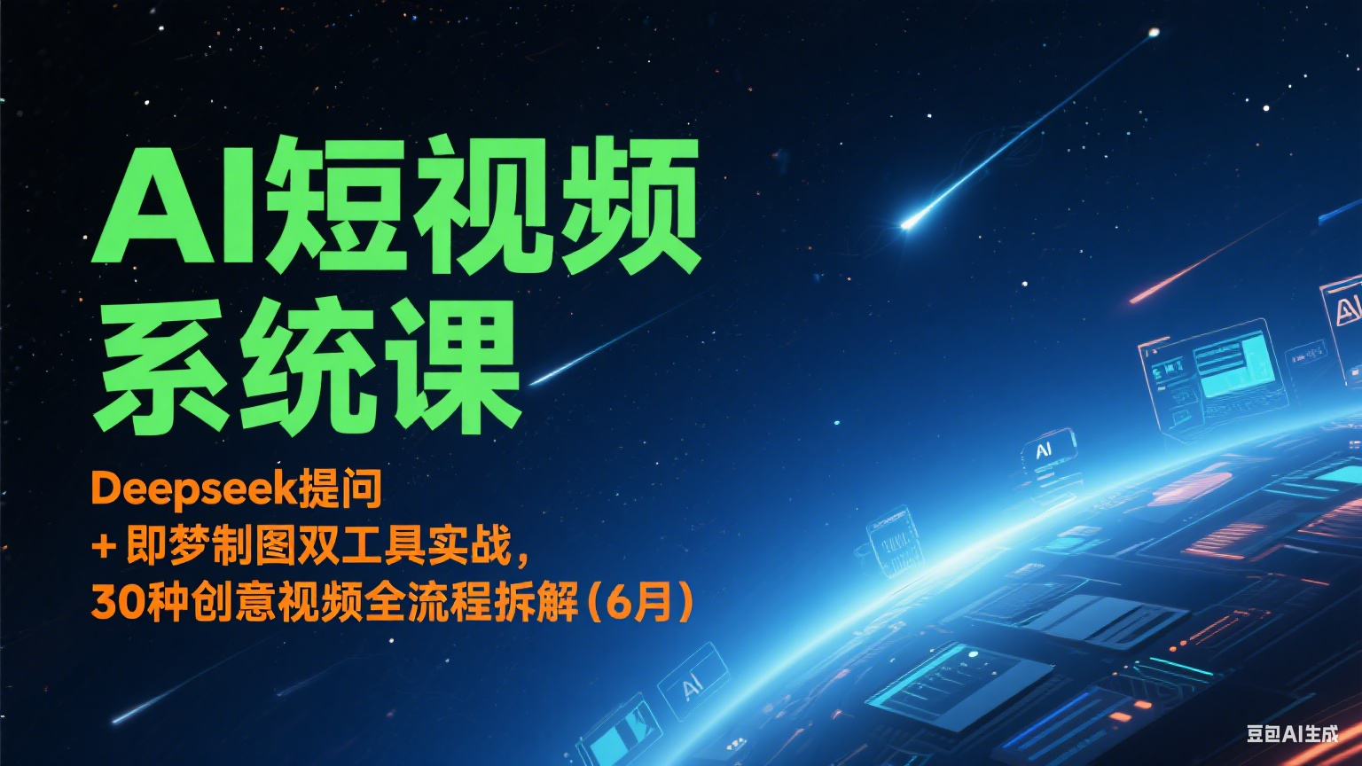 AI短视频系统课：Deepseek提问 + 即梦制图双工具实战，30种创意视频全流程拆解(6月)-路子网