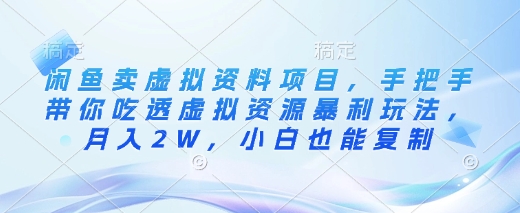 闲鱼卖虚拟资料项目，手把手带你吃透虚拟资源暴利玩法，月入2W，小白也能复制-路子网