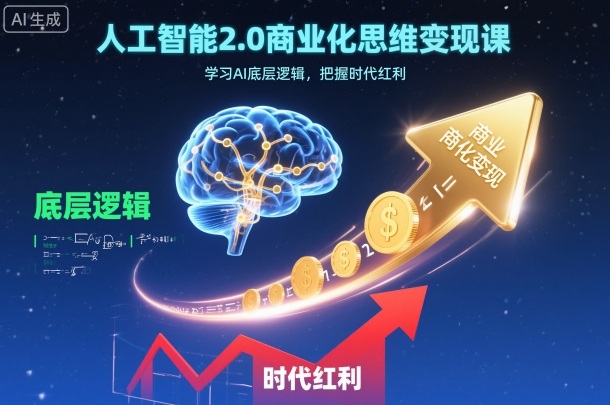 人工智能2.0商业化思维变现课，学习AI底层逻辑，把握时代红利-路子网