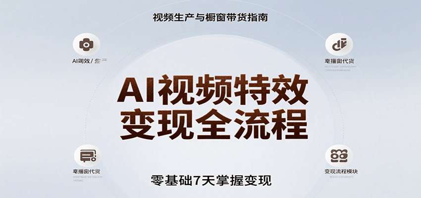 AI视频特效变现全流程，零基础7天掌握视频生产到橱窗带货变现-路子网