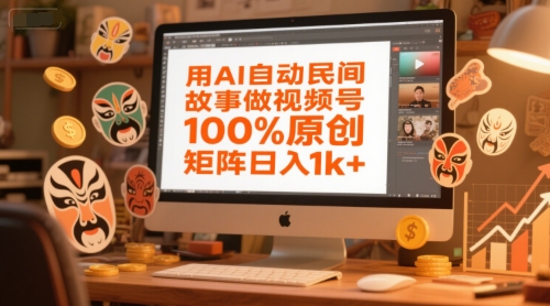用AI自动民间故事做视频号，100%原创，矩阵日入1k+-路子网
