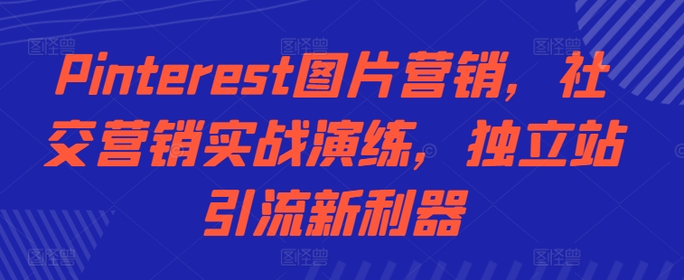 Pinterest图片营销，社交营销实战演练，独立站引流新利器-路子网