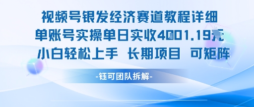 视频号银发经济赛道单账号实操单日实收1k+，小白轻松上手长期项目-路子网