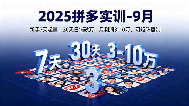 2025拼多多实训-9月：新手7天起量,30天日销破万,月利润3-10万,可矩阵复制-路子网
