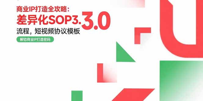 商业IP打造全攻略：差异化SOP3.0流程，短视频协议模板，婚恋项目实战案例-路子网