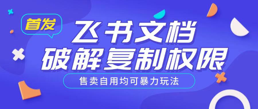 首发飞书文档破解复制权限，售卖自用均可暴力玩法-路子网