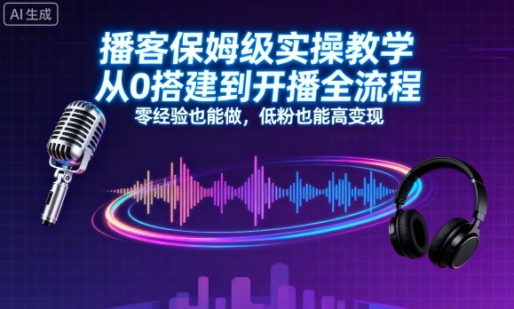 播客保姆级实操教学，从0搭建到开播全流程，零经验也能做，低粉也能高变现-路子网