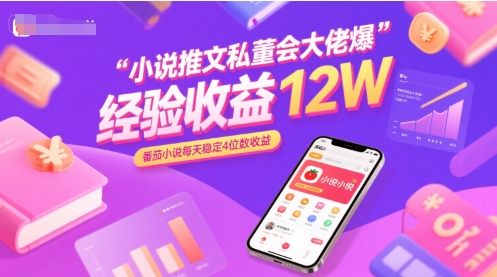小说推文私董会大佬爆单经验分享收益12W，番茄小说每天稳定4位数收益-路子网