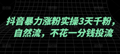 抖音暴力涨粉实操3天千粉，自然流，不花一分钱投流，实操经验分享-路子网