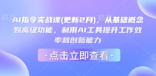 AI指令实战课(更新2月)，从基础概念到高级功能，利用AI工具提升工作效率和创新能力-路子网
