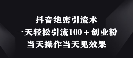 抖音绝密引流术，一天轻松引流100+创业粉，当天操作当天见效果-路子网