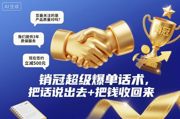 销冠超级爆单话术，把话说出去+把钱收回来-路子网