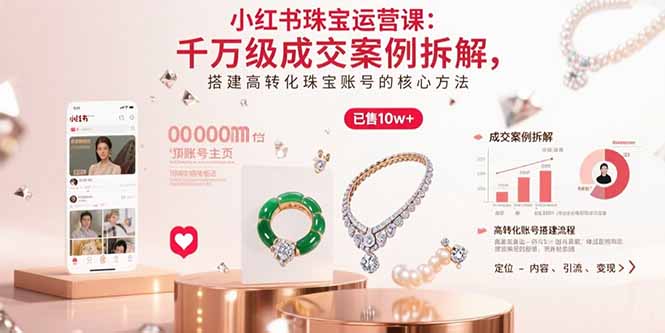小红书珠宝运营课：千万级成交案例拆解，搭建高转化珠宝账号的核心方法-路子网