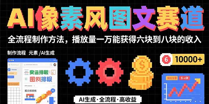 AI像素风图文赛道：全流程制作方法，播放量一万能获得6块到8块的收入-路子网
