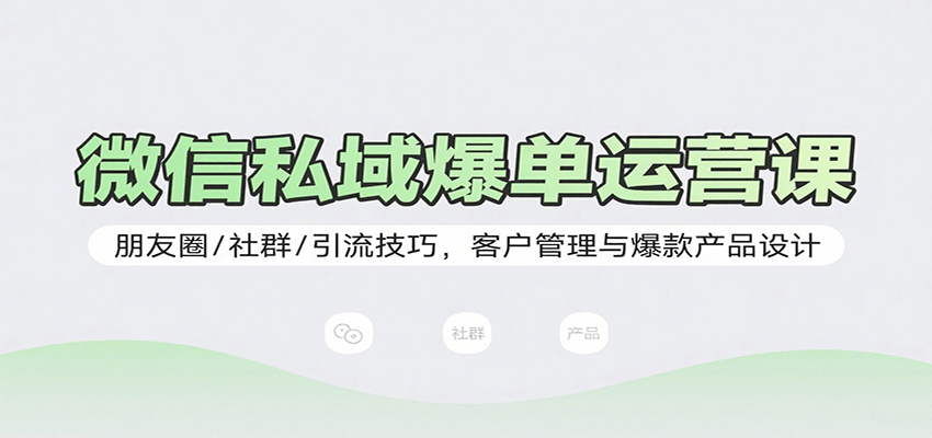 微信私域爆单运营课：朋友圈/社群/引流技巧，客户管理与爆款产品设计-路子网