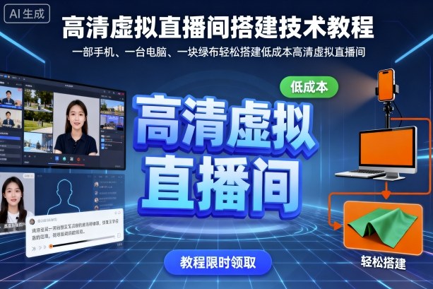 高清虚拟直播间搭建技术教程，一部手机、一台电脑、一块绿布轻松搭建低成本高清虚拟直播间-路子网
