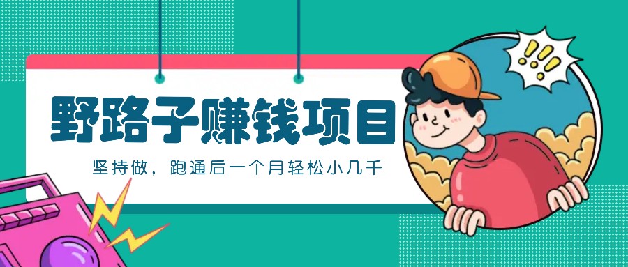 一个人就能操作的野路子赚钱项目，零成本零门槛坚持做，跑通后一个月小几千！-路子网
