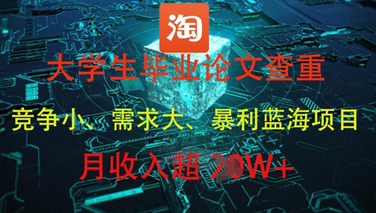 大学生毕业论文查重，暴利蓝海项目，月收入过1W+-路子网