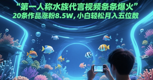 第一人称水族代言视频条条爆火，20条作品涨粉8.5W，小白轻松月入五位数-路子网