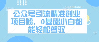 公众号引流精准创业项目粉，0基础小白都能轻松驾驭-路子网