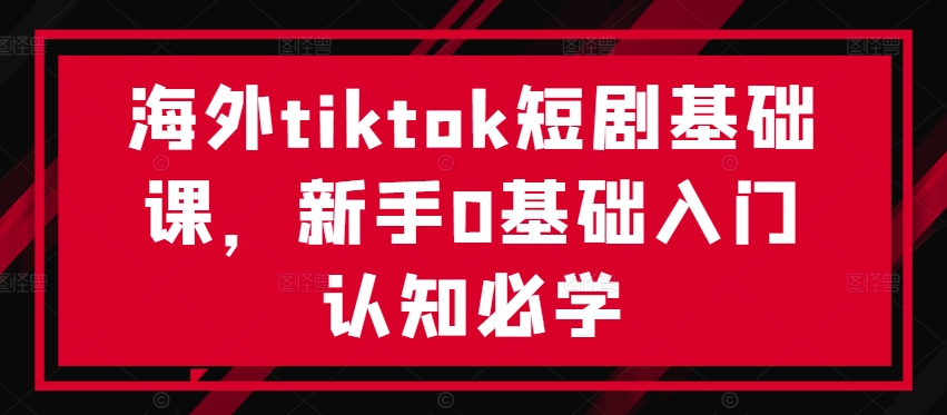 海外tiktok短剧基础课，新手0基础入门认知必学-路子网