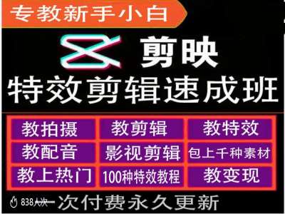 剪映特效教程和运营变现教程，特效剪辑速成班，专教新手小白-路子网