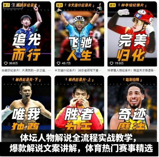 体坛人物解说全流程实战教学，爆款解说文案讲解，体育热门赛事精选-路子网