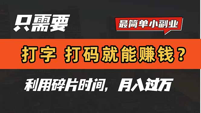 只需要打字，打码，就能赚钱？简单的赚钱小副业，利用碎片时间，月入过万-路子网