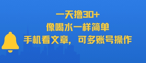 一天撸30+，像喝水一样简单，手机看文章，可多账号操作-路子网