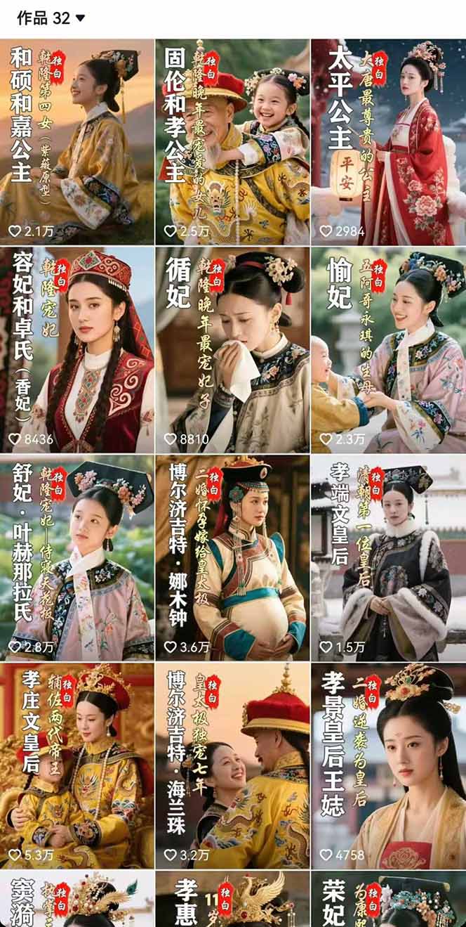 历史女性人物创作课：独白文案+AI克隆+蒙版剪辑，3个月涨粉22w+副业月入3w-路子网