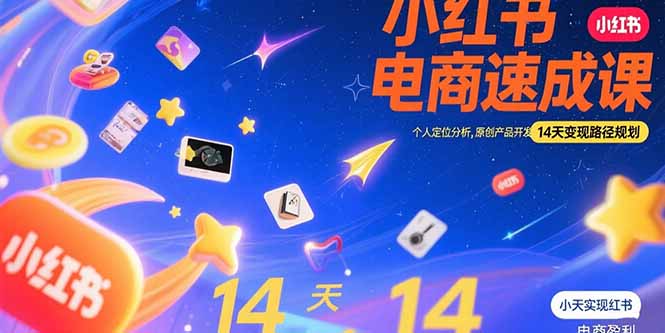 小红书虚拟电商速成课：个人定位分析，原创产品开发，14天变现路径规划-路子网