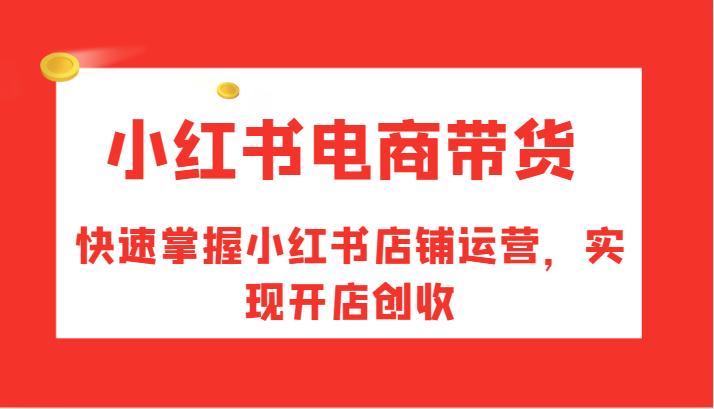 小红书电商带货，快速掌握小红书店铺运营，实现开店创收-搞薯条网-路子网