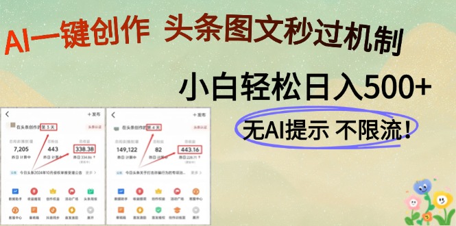 AI黑科技一键创作，头条图文轻松日入500+-路子网