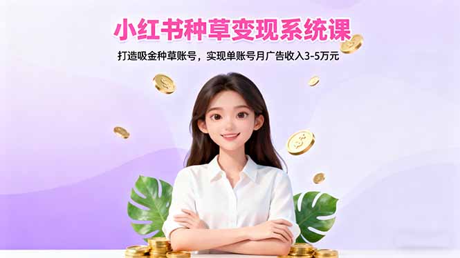 小红书种草变现系统课：打造吸金种草账号，实现单账号月广告收入3-5万元-路子网