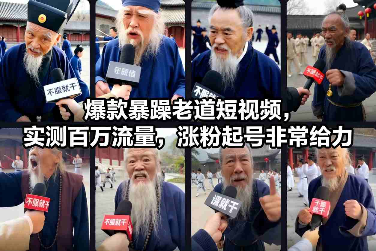 爆款暴躁老道短视频，实测百万流量，涨粉起号非常给力-路子网