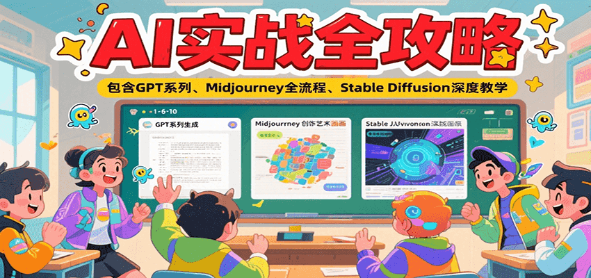 AI实战全攻略，包含GPT系列、Midjourney全流程、Stable Diffusion深度教学-路子网