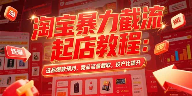 淘宝暴力截流起店教程：选品爆款预判，竞品流量截取，投产比提升-路子网