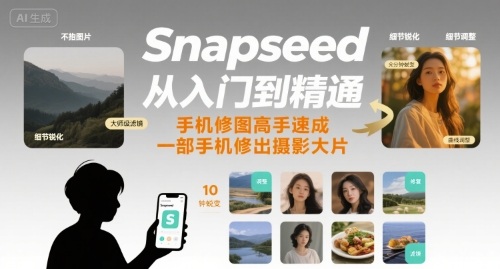 Snapseed从入门到精通，手机修图高手速成，一部手机就能修出摄影大片-路子网