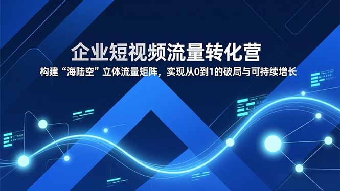 企业短视频流量转化营，构建“海陆空”立体流量矩阵，实现从0到1的破局与可持续增长-路子网