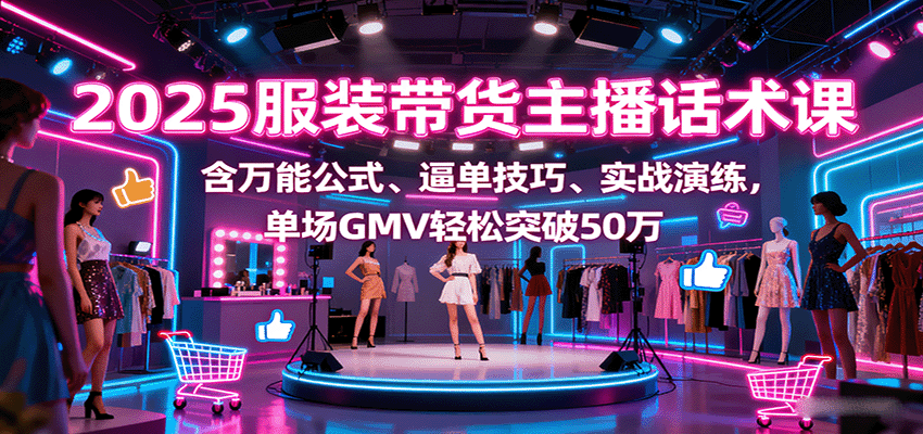 2025服装带货主播话术课，含万能公式、逼单技巧、实战演练，单场GMV轻松突破50万-路子网