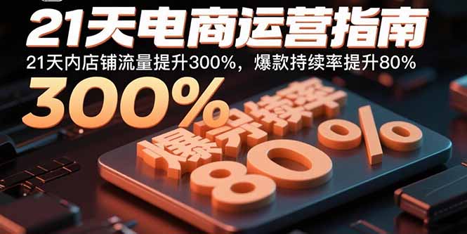 21天电商运营指南：21天内店铺流量提升300%，爆款持续率提升80%-路子网
