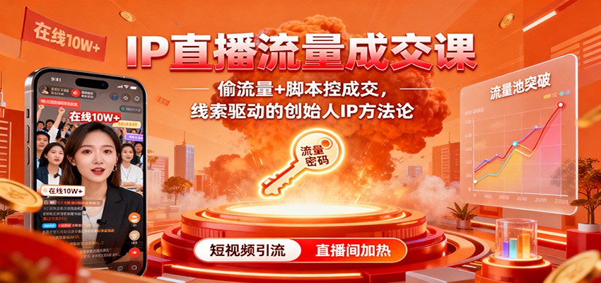 IP直播流量成交课：偷流量+脚本控成交，线索驱动的创始人IP方法论-路子网
