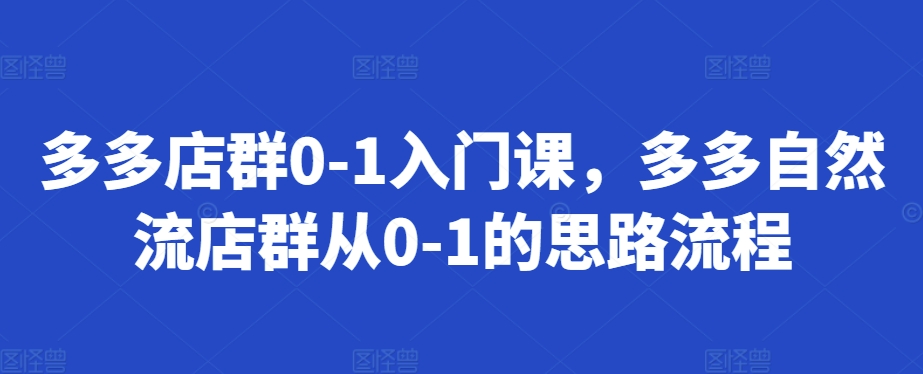 多多店群0-1入门课，多多自然流店群从0-1的思路流程-路子网