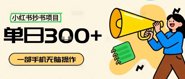 小红书抄书项目，无脑操作，一天3张-路子网