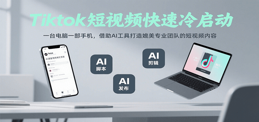 Tiktok短视频快速冷启动，一台电脑一部手机，借助AI工具打造媲美专业团队的短视频内容-路子网